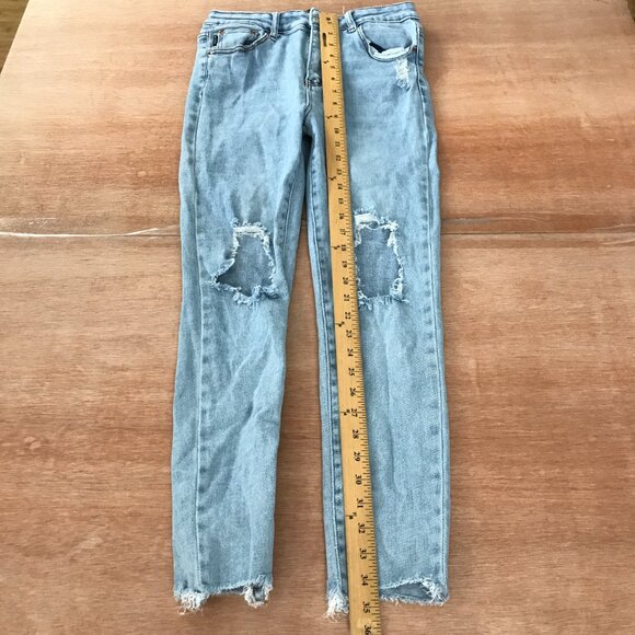 Monkey Ride Original Vintage Jean Women 13/31 Blue Mid Rise Distressed Destroyed - Picture 5 of 11